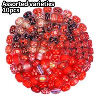 10/30/50 pcs of resin red series large hole beads, European craft beads, mixed spacer beads, DIY jewelry making supplies for European large hole beads 10pcs