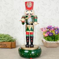 31cm Fine Painted Nutcracker Round Music Box Walnut Soldiers Novelty Ornaments Exquisite Gift Box Christmas Gift Toy Ht055