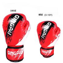 Boxing Gloves Child Adult PU Leather Muay Thai Guantes De Boxeo Free Fight MMA Sandbag Training Glove for Men Women 6oz for child raudona