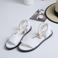 Moterims karoliukais ir perlais dekoruoti basutės, šlepetės, batai, moteriški plokščiapadžiai sandalai, dirželis aplink kulkšnį, slingback tipo batai, nauji 2024 43 juoda