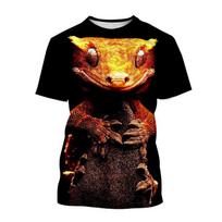 Roplys Geckas 3D spausdinimo marškinėliai vyrams Vasariniai apvalios apykaklės marškinėliai su grafika Trumpomis rankovėmis Oversized megztinis Madingi marškinėliai Viršutiniai drabužiai S