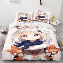 3D Print Anime Game Genshin Impact Comforter Bedding Sets Quilt Bed Cover Duvetcover Pillow Case 2-3 Pieces Sets Kids Adult Size EU Twin 135x200cm gray