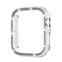 Compatible Apple Watch 10 Diamond Protective Case with Integrated Glass Film for iWatch 9/8 Series 12, 46mm white