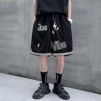 Men's Mandarin Duck Black and White Hit Color Basketball Shorts Mesh Breathable Sports Pants Sports Five-point Pants XXL