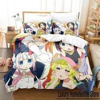 3DAnime Miss Kobayashi's Dragon Maid Bedding Set Duvet Cover Bed Set Quilt Cover Pillowcase C EU Single 135x200cm