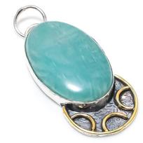 Amazonite Handmade 925 Sterling Silver Gift Two Tone Pendant 2.29  E2z03
