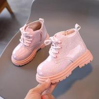 Mergaitei Batai Pavasaris Ruduo Universalūs Vaikams Laisvalaikio Odiniai Batai Madingi Blizgūs PU Vaikams Princesės Platforminiai Ankle Boots Neslystantys 28 balta