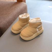 Botas Niña Children Plush Snow Boot Thick Sole Non-slip Boys Cotton Shoes Fashion Solid Warm Kids Boots Girls Casual Short Boots 21-insole13.5cm chaki