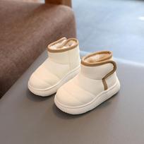 Girls Fashion Boots Hook & Loop Round-toe Children Leather Boots Simple Non-slip Kids Warm Snow Boots All Match 2024 New 21 balta