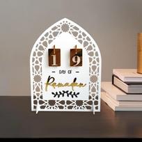 Akrilinis Eid Ramadan Advento kalendorius 20x15cm Tradiciniai arabų amatai Stalo ornamentas šeimai balta