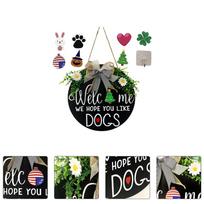 Welcome Wooden Sign Door Hanging Pendant Board Doorplate Adornment Festival Emblems 30x30cm