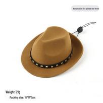 Vakarų kaubojų saulės skrybėlė augintiniams – Apsauga nuo saulės lauke ir dekoratyvinis stilius Cowboy Hat brown