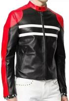 Handmade Men's Red & Black Lambskin Genuine Handmade Jacket Stylish New Leather S juoda/raudona