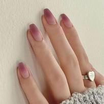 24 Pieces Wear Armor Short Grape Gradual Change Smoke Purple Matte Nail Wear Nail Wear Nail Wear Nail Piece gray