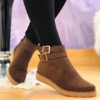 FASHION Chelsea botas Fashion Short Boots Winter Women Boots Snow New Flock Fur Women's Suede Ankle Boots Flat Ladies Warm Shoes 38 ruda