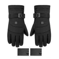 Šildomos motociklininko pirštinės, jautrios lietimui, žieminės, moto, šildomos, šiltos, neperšlampamos, šildomos, termo pirštinės, motociklo aksesuarai black