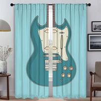 Blackout Curtain for Room 2 Panel Guitar Pattern Curtains for Bedroom Home Interior Curtains Partition Shades Living Kitchen W50xH70cmx2pcs-CL