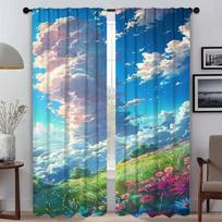 Summer Blackout Curtain for Room 2 Panel Tulle for Bedroom Kitchen Curtains Home Interior Curtains Partition Shades Living Child W50xH70cmx2pcs-CL