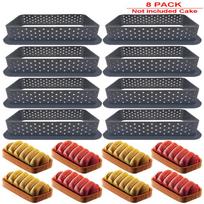 8pcs Oval Shape Cake Mold Mousse Perforated Cutter Decorating Tool French Dessert DIY Perforated Ring Non Stick Bakeware Tart gray