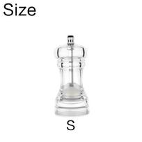 JJYY Acrylic Grinder Manual Pepper Salt Spice Grinder Seasoning Bottle Transparent Kitchen Grinding Tools 162/137/110mm white
