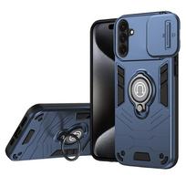KEYSION Shockproof Case for Samsung A36 A56 5G Silicone+PC Slide Camera Protection Ring Stand Phone Cover for Galaxy A56 A36 5G for Samsung A36 5G mėlyna