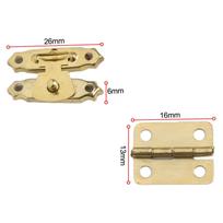 15vnt./komplektas Antikvariniai bronziniai vyriai 16*12mm su dėžutės skląsčiu Hasp užsegimais 26*15mmw/sraigtai Retro sagtis Pakabinama medinė papuošalų dėklo užraktas bronza
