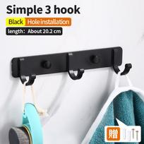 Black Robe Hook for Bathroom Kitchen Home Wall Mounted Creative Door Coat Clothes Towel Key Holder Hanger Storage 3 4 5 6 Hooks