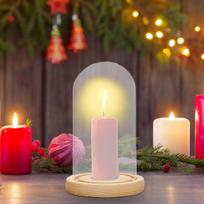 Clear Dome Cover Stand with Wood Base Decorative Sturdy Home Decor Accent Piece Transparent Style A