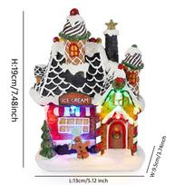 LED Light Gingerbread Village House, Christmas Building Figures, Ice Cream Lighted Village House Home Decoration, Holiday Gifts