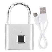 Išmanioji pirštų atspaudų spyna, įkraunama USB apsaugos LED spyna kuprinės bagažo spintelei, sidabrinė sidabras