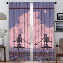 Love Skeleton Blackout Curtain for Room 2 Panel Curtains Child Room Home Interior Curtains Partition Shades Tulle for Bedroom W50xH70cmx2pcs-CL
