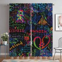 Coldplay Tulle for Bedroom Anti-mosquito Curtains for Living Room Home Interior Curtains 2 Pieces Partition Blackout Curtain W50xH70cmx2pcs-CL black