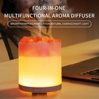 Natural Salt Stone Aromatherapy Machine: Timed Essential Oil Diffuser, Air Purifier, and Humidifier. brown