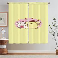 Bedroom Curtains 2 Pieces Pom Pom Purin Window Blinds Children's Room Curtains for Doors Bathroom Curtain Tiebacks Blind Curls W50xH70cmx2pcs-CL white