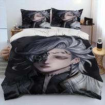 3D Anime,Record of Ragnarok,Cartoon Comforter Bedding Set,Duvet Cover Bed Set Quilt Cover Pillowcase,king Queen Size Bedding Set 135X200cm-2pcs gray