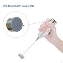 Milk Frother Handheld Battery-Operated Electric Foam Maker Stirrer Stainless white