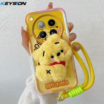 KEYSION Cute 3D Cartoon Plush Case for Infinix Zero 40 4G with Lanyard Soft Silicone Shockproof Phone Cover for Infinix Zero 40 for Infinix Zero 40 4G