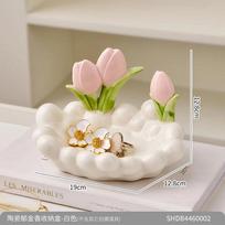 Household Items Practical Ceramic Tulip Storage Box Valentine's Day Surprise Gift Living Room Ornament Decoration beige
