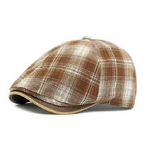 Beret Women's Spring Autumn Winter Plaid Cap Retro Paintsman's Cap Men's Forward Cap Octagonal Cap chaki
