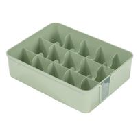 Sock Underwear Organizer Divider Plastic 15 Cell Closet Drawer Storage Box for Panty Ornament Ties žalia