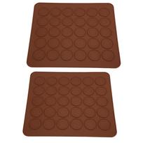 2Pcs 30 Holes Silicone Non-Stick Macaron Pad Oven Mat Kitchen Baking Tool Accessory brown