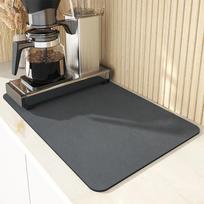 Coffee Drain Pad Rubber  Mat Simple Super Absorbent Placemat Tableware Bottle Dish Kitchen Drying Drainer Mat Dinnerware Rug 30X40CM black