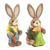 2vnt Velykų zuikio ornamentas Mielas kaimiškas triušio figūrėlės iš putplasčio dekoratyvinis zuikis namų dekoras 35cm beige