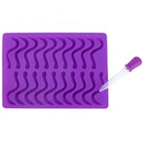 20 Compartments Gummy Worms Silicone Mold for Chocolate Candy Gummy Cake with Dropper purple