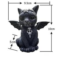 Black Cat Statue Mysterious Cute Cat Witch Cat Figurine Witches Decor Desk Ornament Hand-Painted Sculpture for Halloween 1PC