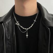Kryžiaus žvaigždės kaklo papuošalas vyrams Unisex Hiphop žvaigždės pakabukas Kaklo papuošalai Punk brown