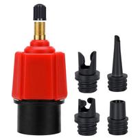Paddle Board Valve Adapter Rubber Boat Canoe Kayak Pump Converter with 4 Nozzle Canoes Dinghies Accessories raudona