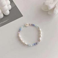 Dopamine Color Pearl Flower Necklace Women'S Summer Light Luxury Clavicle Chain Temperament Design Necklace gray