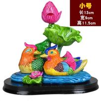 1PCS Ceramic Lotus Mandarin Duck Ornament Home Living Room Bedroom Decoration Crafts Wedding Gift green