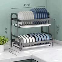 Drying Rack 3-Tier Compact Kitchen Dish Rack Drainboard Set Large Rust-Proof Dish Drainer with Utensil Holder Kitchen Racks black